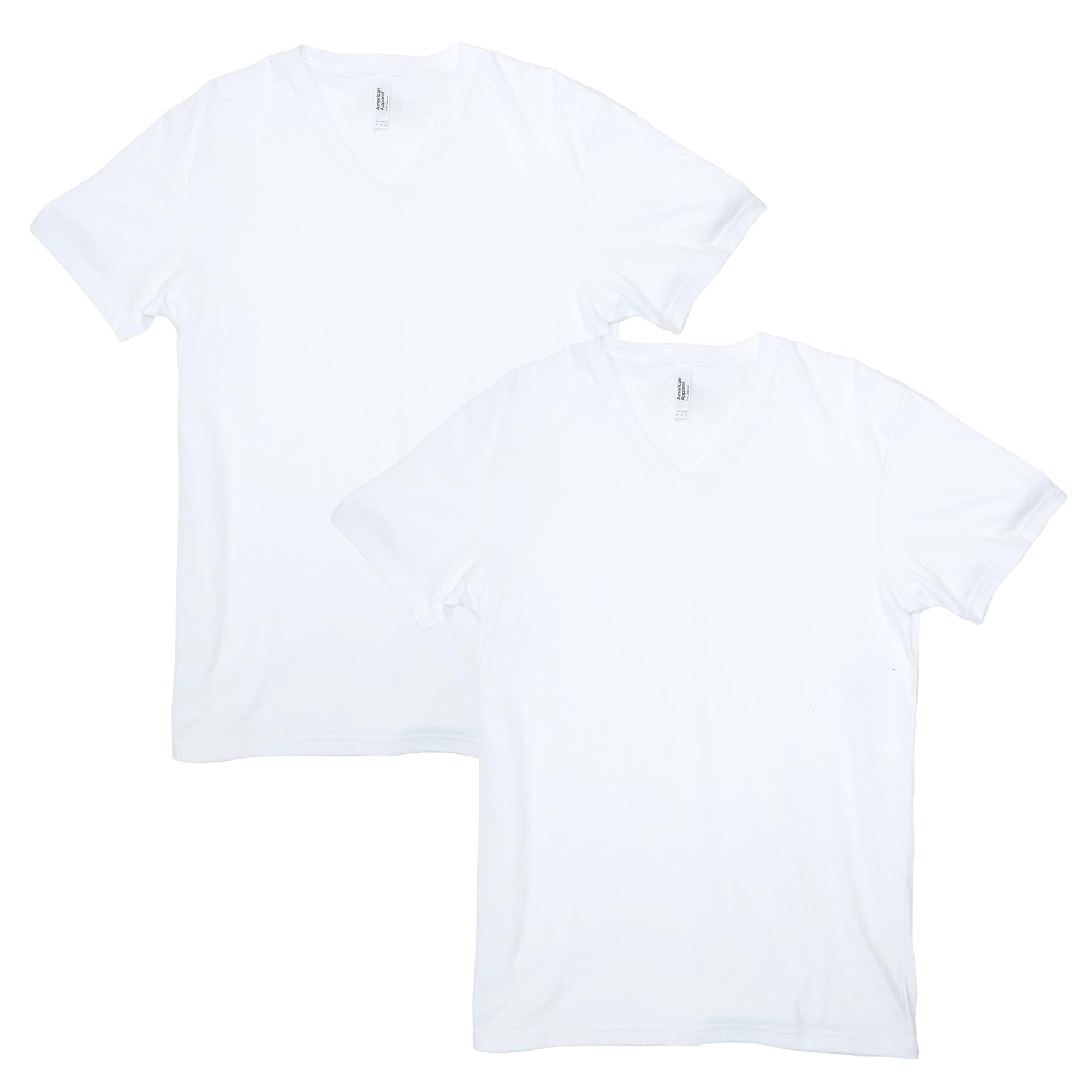 Photo 1 of American Apparel Unisex CVC V-Neck T-Shirt, Style G2006CVC, 2-Pack, White (2-Pack), Small