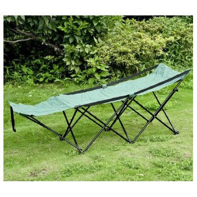 Outsunny Deluxe Folding Camping Cot with Carrying Bag, Green
