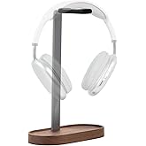 muso wood Headphone Stand & Desktop Headset Holder | Space-Saving Premium Solid Wood Storage Base for Gaming Headsets, AirPods Max, VR Gear – Modern Desktop/Workspace Essential