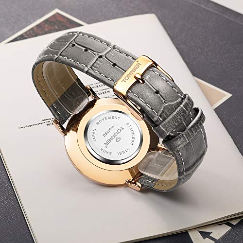 Tonnier Stainless Steel Slim Men Watch Quartz Watch Black Face (Gray)