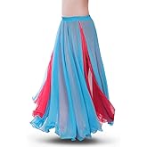 ROYAL SMEELA Chiffon Fairy Belly Dance Skirt Women Belly Dancing Costume Tribal Belly Dance Dress High Split, 10 Colors
