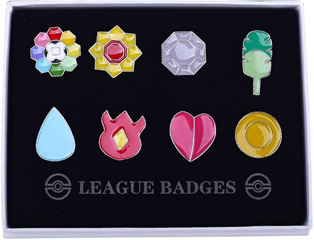 Pocket Monster Generation 1-6 Gym Badge Collection Box, Game collection Set of 8PCS, Gift for Boy and Girls (Generation 1): Clothing