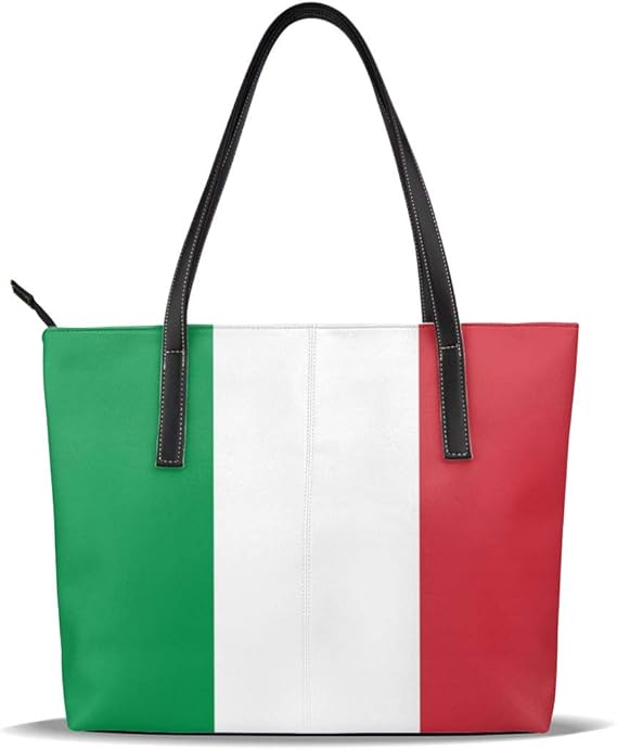 Amazon トートバッグ イタリア国旗 ハンドバッグ ショルダーバッグ Puレザー カバン 大容量 通勤 旅行 軽量 One Size Black シューズ バッグ