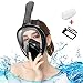 Full Face Snorkel Mask, Snorkeling Mask for Adults and Kids with Detachable Camera Mount,180 Degree Large View Dry Top Set Anti-Fog Anti-Leak (Black-for Adult, L/XL)