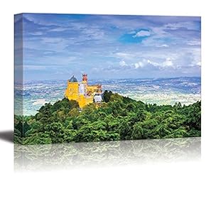 Canvas Prints Wall Art - Beautiful Landscape Sintra, Porugal at Pena National Palace | Modern Wall Decor/Home Art Stretched Gallery Canvas Wraps Giclee Print & Ready to Hang - 12" x 18"