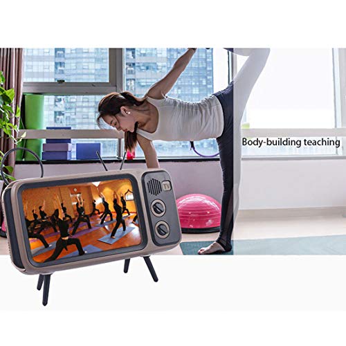 Goshfun PTH800 Retro tv Bluetooth Speaker Mobile Phone Holder, Wireless Retro TV Shape Phone Stand Accessories, Desktop Cell Phone Stand for Phones with 4.7-5.5 Inch Screen, Coffee