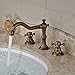 Rozin Antique Brass Widespread 3 Holes Bathroom Sink Faucet 2 Cross Knobs Lavatory Basin Mixer Tap