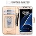 FYY Luxury PU Leather Wallet Case for Samsung Galaxy S7 Edge, [Kickstand Feature] Flip Phone Case Protective Cover with [Card Holder] [Wrist Strap] for Samsung Galaxy S7 Edge Gold