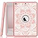 iPad case 9.7 2017 and 2018,PIXIU Heavy Duty Shockproof Full Body 3 Layer Defender Rubber Protective case Cover for iPad 5th Generation A1822 A1823 andiPad 6th A1893 A1954 FlowerRose Gold