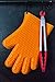 Silicone BBQ Gloves / Cooking Gloves - Premium Quality Kitchen Mitts for Barbecue, Baking, Grilling [Plus Stainless Steel Cooking Tongs as Bonus] - 425 F Heat Resistant Oven Mitts