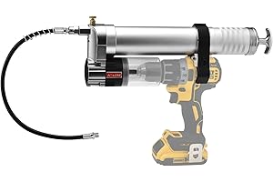 ATIVERE Electric Grease Gun Drill Adapter with 14 OZ Load, Locking Grease Gun Coupler, 12 Inch High Pressure Hose, Extension Rigid Pipe, Pneumatic Tool, Universal Conversion Gun Head