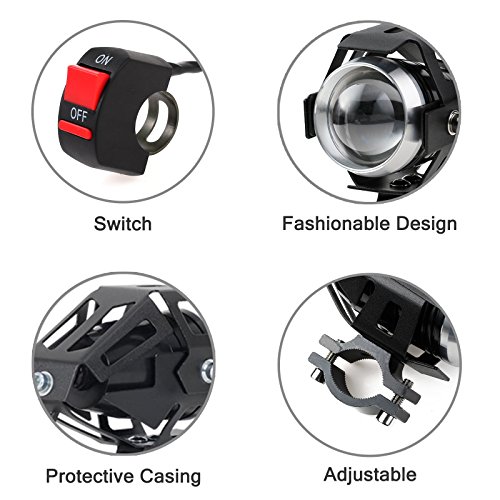 Prozor koplamp voor motorfiets, met 3-weg-schakelaar, 2 stuks, 125 W, 3000 lm, CREE U5 LED-lampen, te gebruiken als… - Image 3