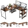 Bestier L Shaped Desk with Shelves 95.2 Inch Reversible Corner Computer Desk or 2 Person Long Table for Home Office…