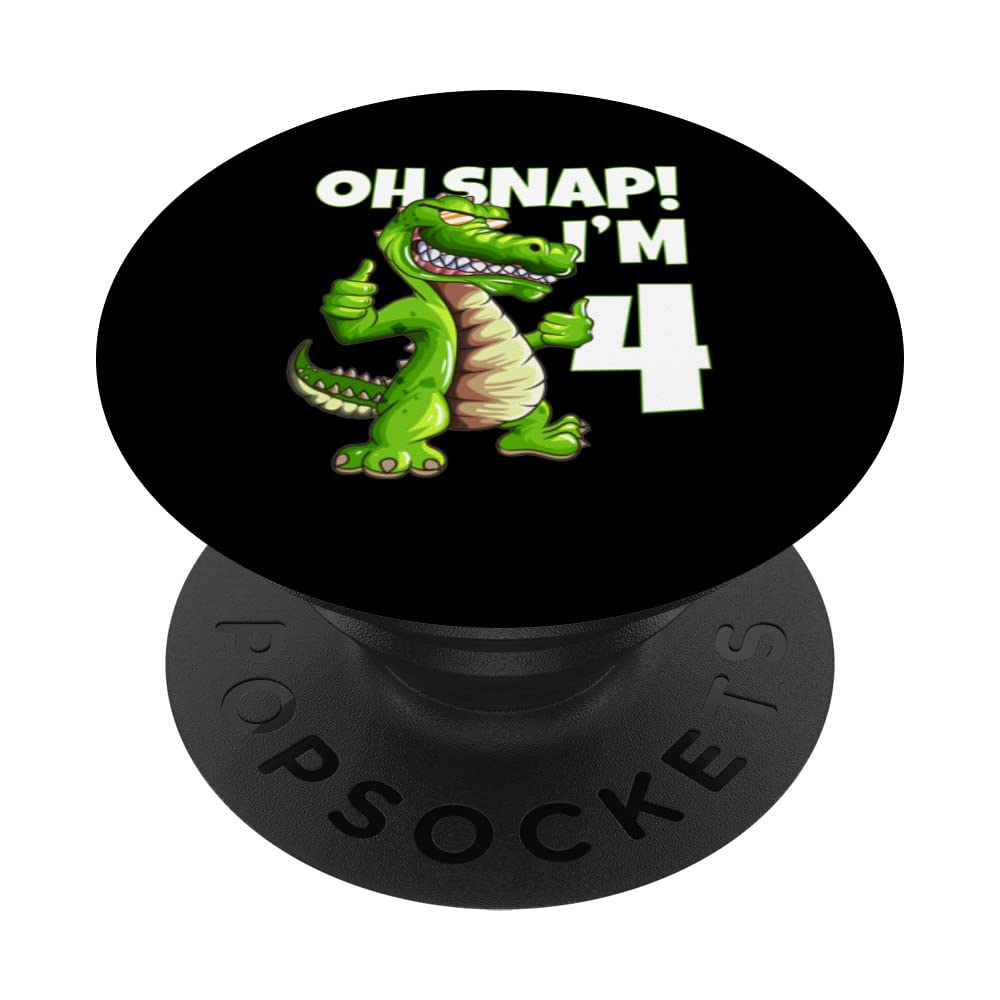 4th Birthday Design Crocodiles Alligator Fourth Birthday PopSockets Swappable PopGrip