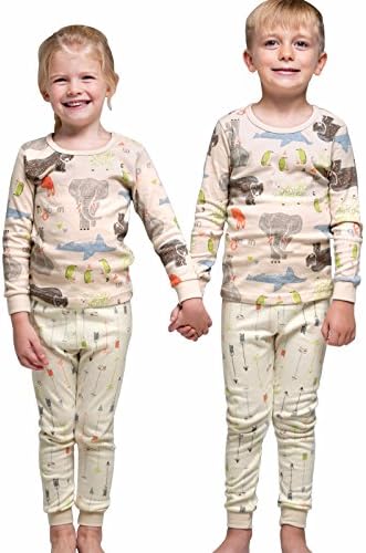 Tory bam Cotton Thermal Underwear Pajamas Set for Kids Little Boys Girls Toddler Zoo Friends 3-4 Years -M
