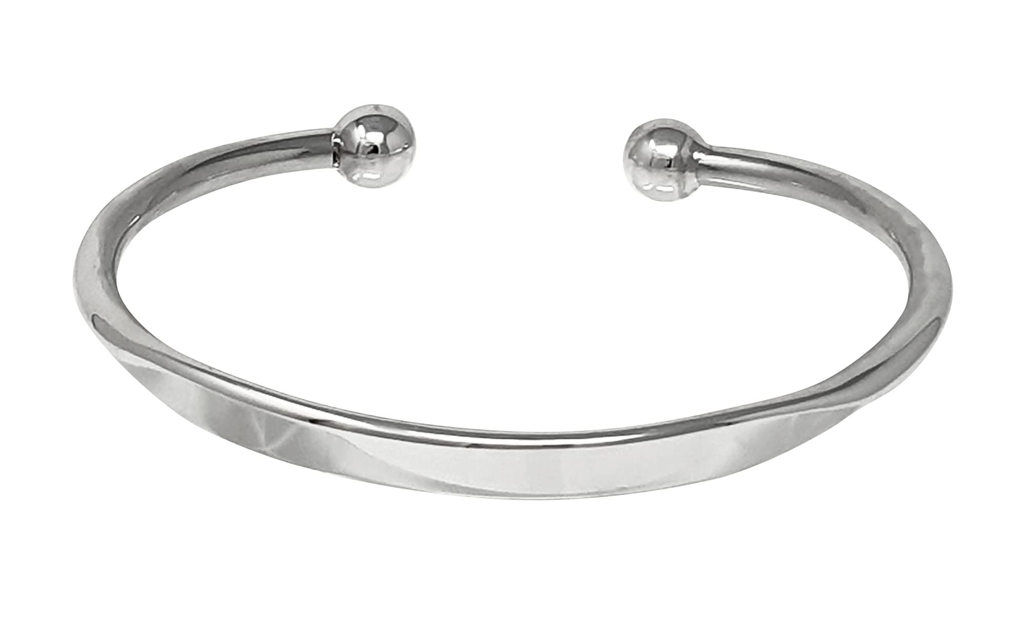 Treasure Bay Men's Solid 925 Sterling Silver Torque Bangle Bracelet - Plain silver Bracelet for Men
