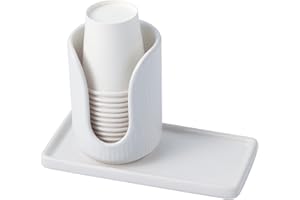 ABRUTY Bathroom Cup Dispenser, 3oz-4oz Ceramic Paper Cup Holder, Small Countertop Mouthwash Dixie Cups Accessories, for Vanity Countertops, Bathroom, Kitchen, and Dining Room