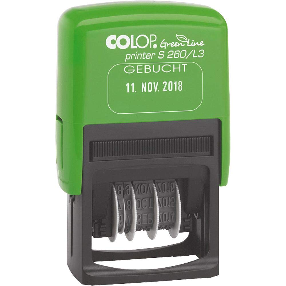 COLOP 127789 Date Stamp "Green Line" Printer S260/L3 "Gebucht"