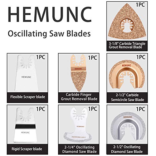 Oscillating tool blades, HEMUNC oscillating multitool saw blades accessories kit 64pcs for Dewalt Fein Multimaster Bosch Dremel Makita Milwaukee Rockwell Ryobi Black & Decker Craftsman Ridgid