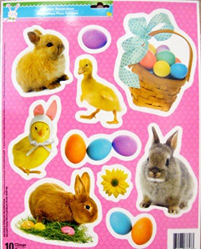 Easter Spring Decorative Window Clings Reusable Stickers Decor Easter Decorations (10 Real Easter Bunny Chicks Eggs Flower)