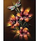 Clearance! ❤️ Neartime 5D Dragonfly+Flower Embroidery Paintings Round Rhinestone Pasted DIY Diamond Painting Cross Stitch Plane Wall Sticker (25×30cm, Multicolor)