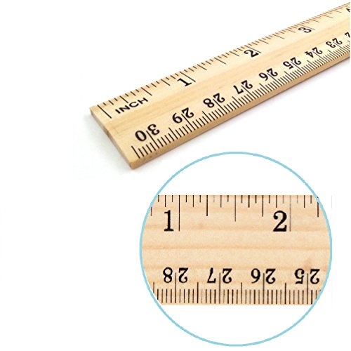 ONEST 30 Pack Wooden Rulers Student Rulers Wood School Rulers Measuring Ruler Office Rulers,2 Scale, 30 cm and 12 Inch