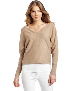 BCBGMAXAZRIA Women's Wyatt V-Neck Sweater With Lurex