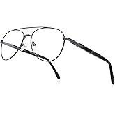 RB.Pilot Classic Aviator Reading Glasses for Men Women Light Blocking Computer Readers Spring Hinge Metal Frame Acetate Legs