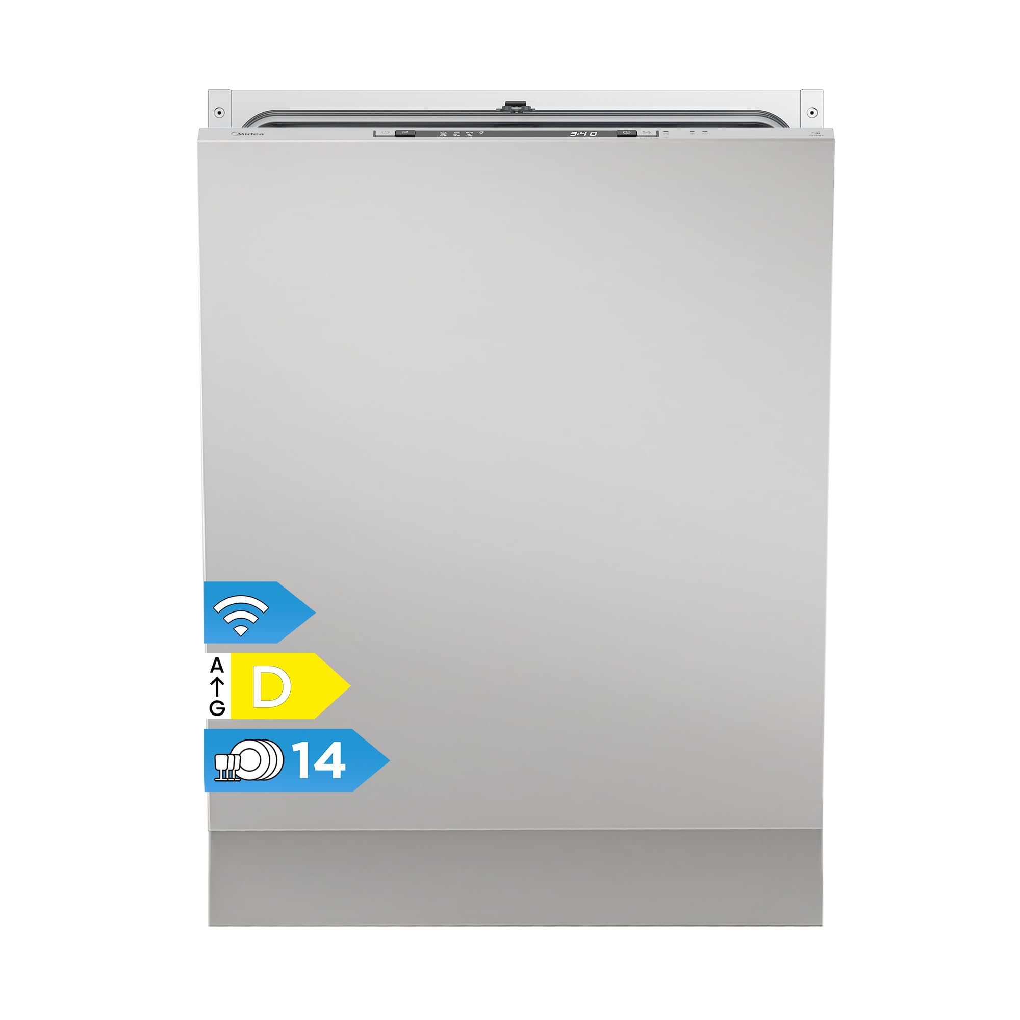 Midea SV 4.60 wi Geschirrspüler Vollintegriert 60cm, 14 Maßgedecke, 8 Programme, Automatische Türöffnung, LED Display, Leise, Vollwasserschutz, Spülmaschine Unterbaufähig