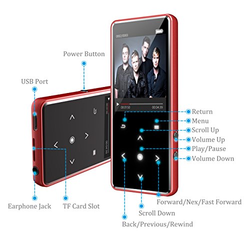 16G Bluetooth 4.0 MP3 Player with FM/Voice Recorder,Valoin Lossless Sound Digital Music Player with 2.4 Inch Screen Sensitive Touch Buttons - Thumbnail 5