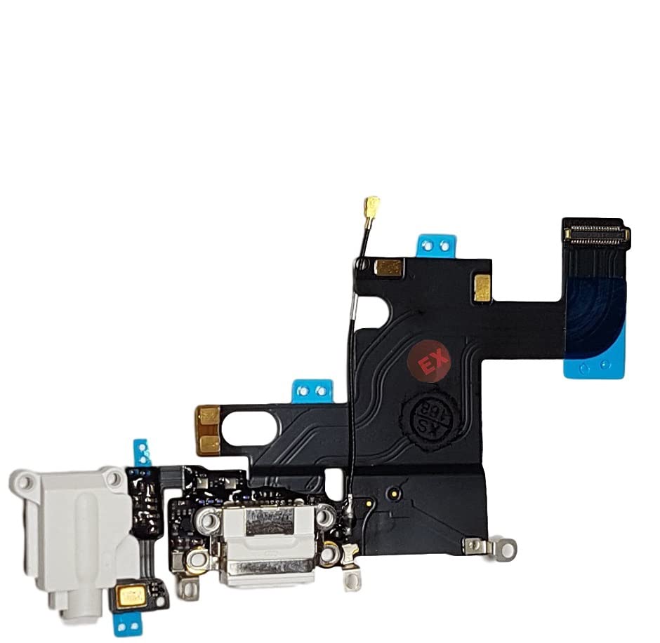 Smartex® Charging Port Flex cable compatible with iPhone 6G White – Dock Connector with built in Microphone, Home button, Loudspeaker, Antenna