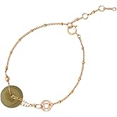 Hetian Jade Green Donut Pendant Bracelet Red Rope Handmade Charm Bracelet Jewelry Valentine Birthday Mother's Day Gift for Women 7inch