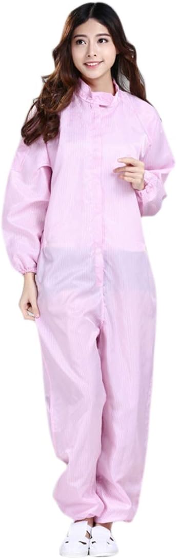 XINGYUE Mens Womens Anti-Static Jumpsuit Lightweight Nurse Uniform Scrub Fluid Protection Gown Pink M