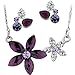Neoglory Platinum Plated Purple Clear Crystal Jewelry Set, Pendant Necklace, Earrings, Bridesmaid Jewelry Wedding Women Gift
