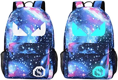 Luminous Backpack with USB Charging Port and Anti-theft Lock School Rucksack Laptop Backpack Travel Bag (Purple Galaxy Devil Eye)