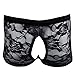 YiZYiF Men's Underwear Lace Open Front Trunks Boxer Briefs With Rose Flowers Pattern Black Medium