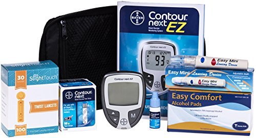 Contour Next Diabetes Testing Kit - Contour Next Ez Meter, 50 Bayer Contour Next Test Strips, 100 30g Slight Touch Lancets, 1 Lancing Device, 100 Alcohol Prep Pads