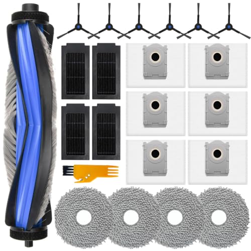 Homruich di Accessori da 21 Pezzi per Ecovacs Deboot T50 Pro Omni/T50 Omni Aspiratore Pezzo di Ricambio, 1 Spazzola Principale, 4 Filtri, 4 Asciugamani, 6 Sacchetti di Polvere, 6 Spazzole Laterali