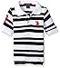 U.S. Polo Assn. Little Boys Heathered Stripe Pique Polo Shirt, Black Heather, 5/6