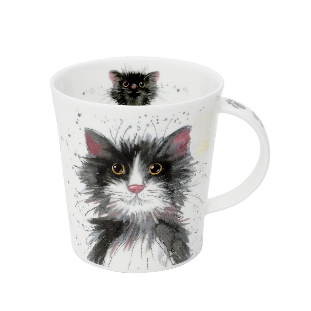 Dunoon Lomond Fine Bone China Cat Mug Catter Splatter (LO-Cats-Black & White)
