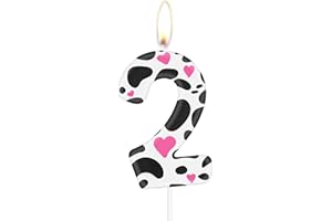 iNINGER Holy Cow I'm Two Birthday Number Candle,Pink Cow Birthday Number 2 Candles,Holy Cow Im Two Birthday Decorations,Baby 2nd Birthday Cow Themed,Cowgirl Theme Girls 2nd Birthday Party Décor