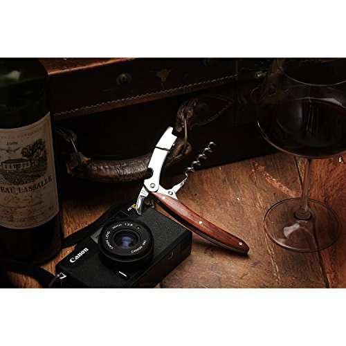 CORKAS Sommeliers Corkscrew, Upgrade All-in-one Wine Opener, Double Corkscrew, Quick Bottle Opener, Smooth Cuting Foil Cutter with Premium Rosewood, Perfect Gift for Sommeliers,Waiters and Bartenders