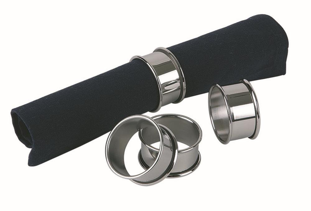 APS 4er Set Edelstahl Serviettenringe, Durchmesser 4,5 cm, Höhe 2,5 cm, hochglanzpoliert