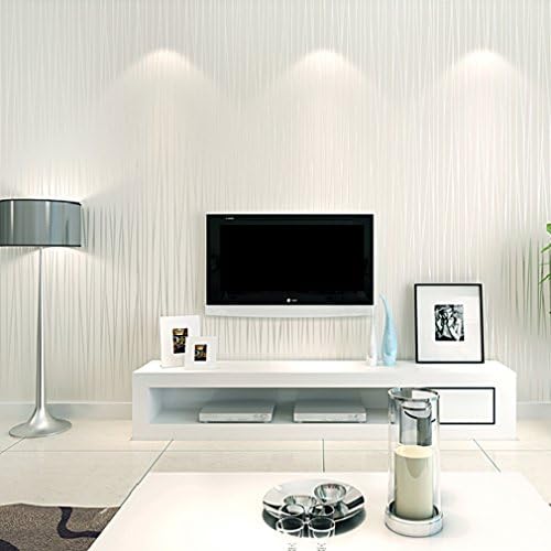 Non-Woven 3D Self-adhesive Wallpaper, Print Embossed, Modern Stripe Fashion Wallpaper for Livingroom, Bedroom, Kitchen and Bathroom ,0.53x5M (Beige)