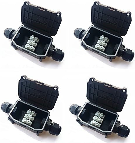 Black IP66 Waterproof Outdoor Electrical Junction Box Enclosure Case 2-Way Terminal Pack of 4