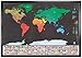 Wonderful Maps Scratch Off World Map. Perfect for Travelers. With Country Flags, US States, Australian States And Canadian Provinces On Black Background. Prime Deluxe Scratch-Off World Map