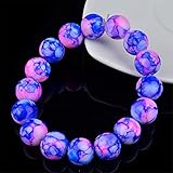 Unisex 12mm Handmade Stretch Bracelet Wristband Beads Bracelets,8 Color Option,blue