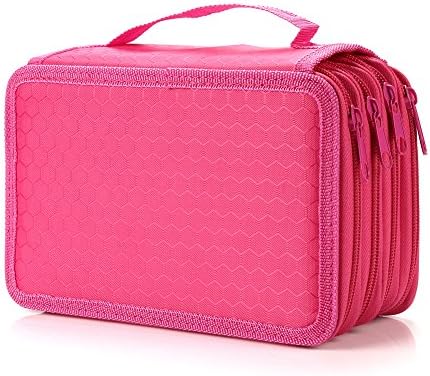 Fetoo 72-Slot Pencil Case 4 Layers Stationery Storage Bag (Rose Red)