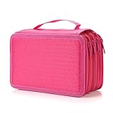 Fetoo 72-Slot Pencil Case 4 Layers Stationery Storage Bag (Rose Red)