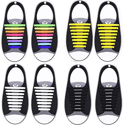 KCDDUMK No Tie Shoelaces for Kids & Adults(4/6 Packs), Silicone tieless Elastic Shoe Lace for Flat Sneakers Board Shoes-Waterproof